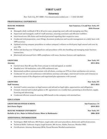 employment law attorney resume