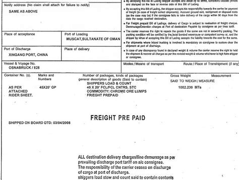 international maritime law bill of lading