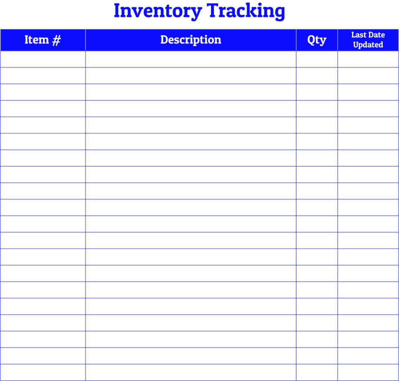 Inventory checklist sme